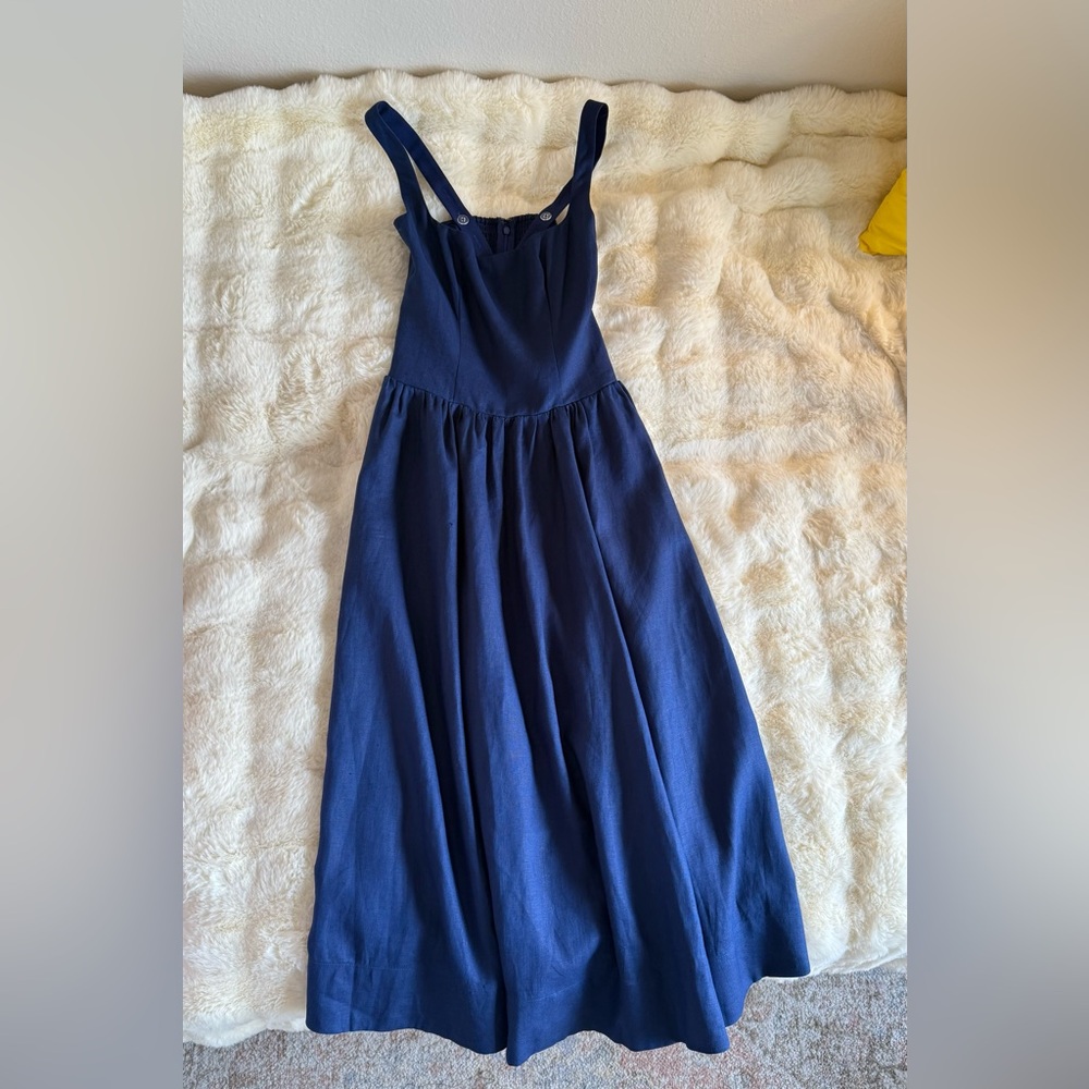 Reformation Janu Linen Dress In Danube, brand new, never worn, no flaws. - Picture 13 of 16